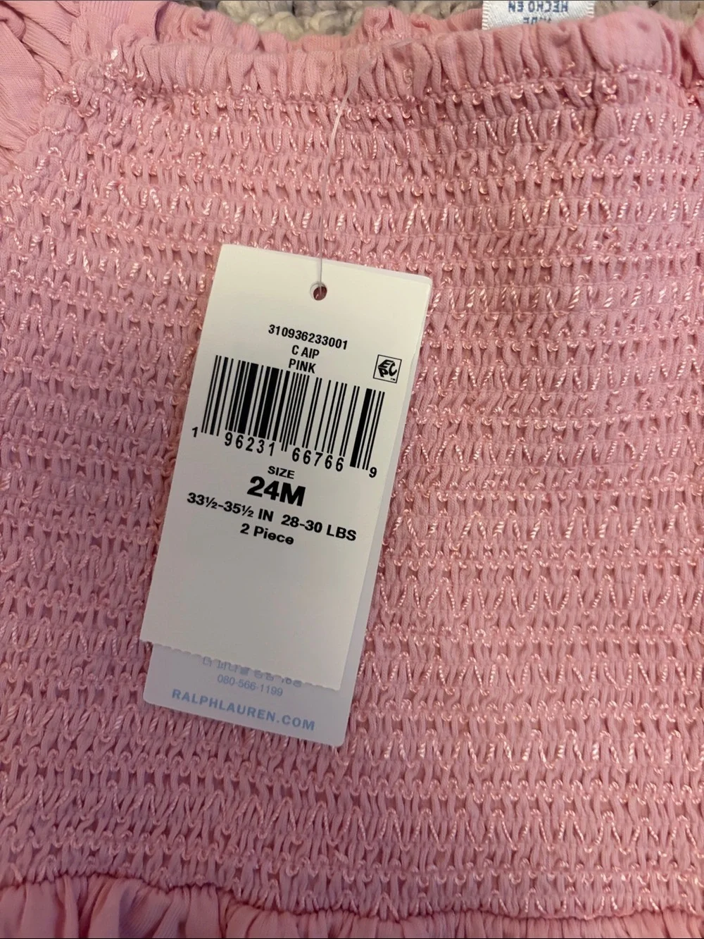Ralph Lauren Light Pink Smocked Sundress with Ruffled Straps